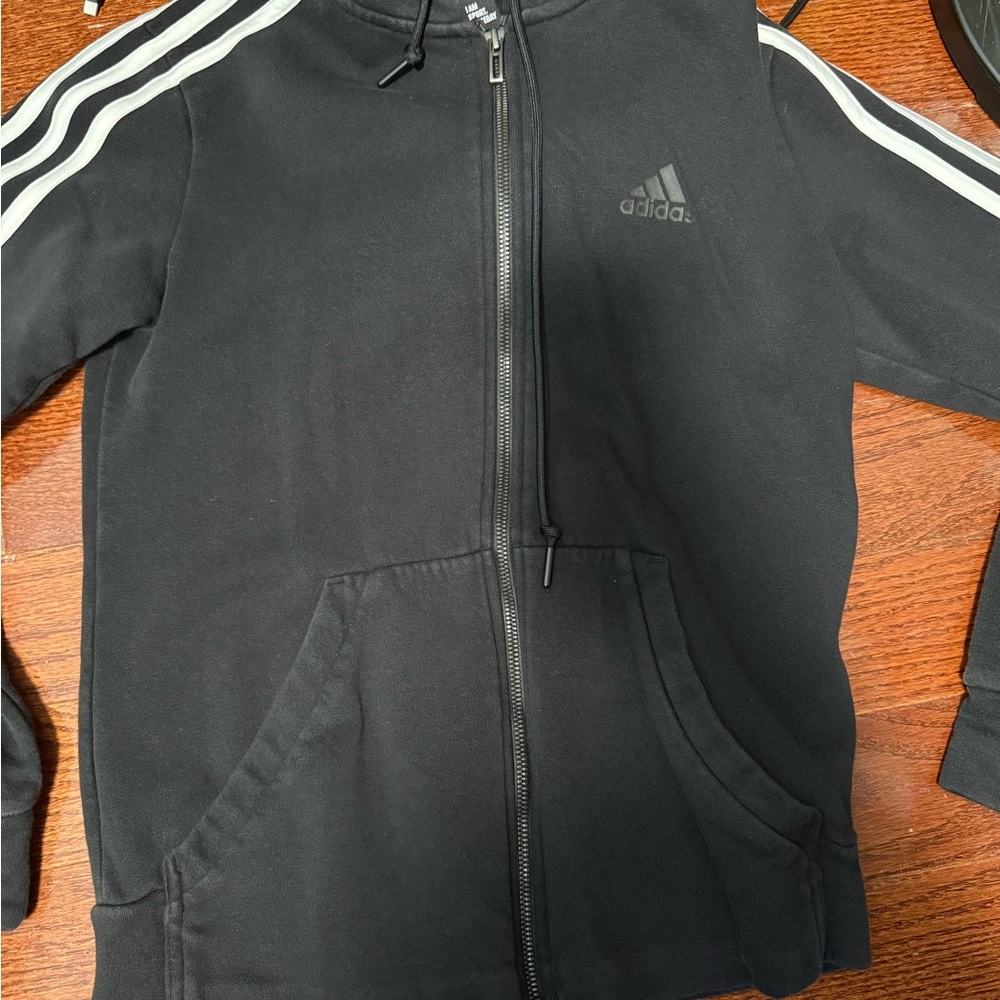Adidas Black and White Sweatshirt with Classic Stripes